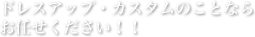 ドレスアップ・カスタムのことならお任せください！！